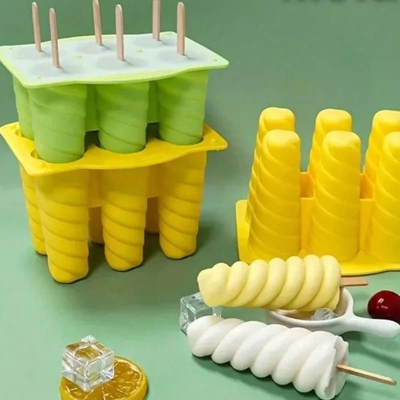 6 Cavity Silicone Popsicle Mold Reusable Easy Release Homemade Ice Cream Dessert Making DIY Frozen Kitchen Accessory