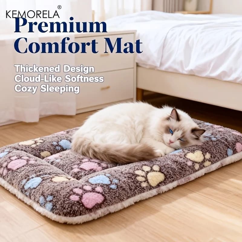 Pet Mat - Thick Cushioned Dog & Cat Bed, All-Season Soft Sleeping Pad, Non-Slip Machine Washable, Ideal for Small to Medium Dogs