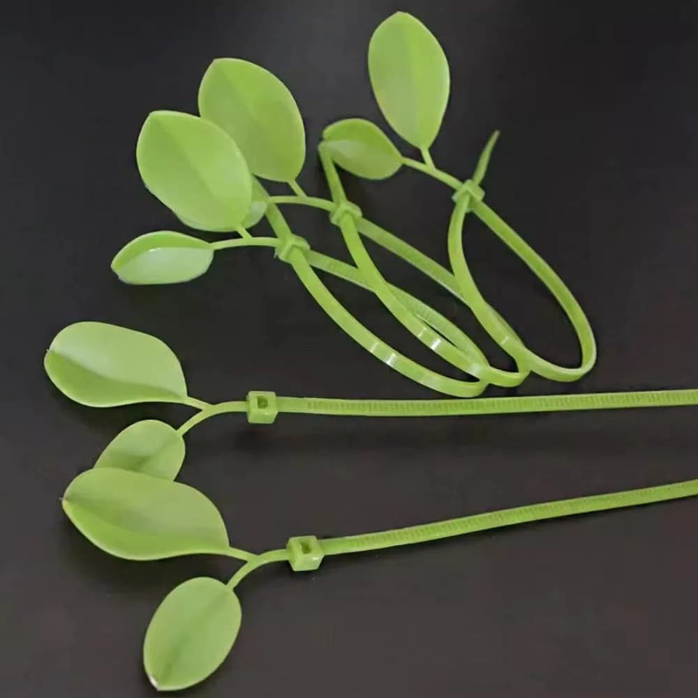 10pcs Reusable Garden Zip Ties Plant And Shrub Support Fixed Straps Adjustable Zipper Cable Ties Simulated Leaf Ties