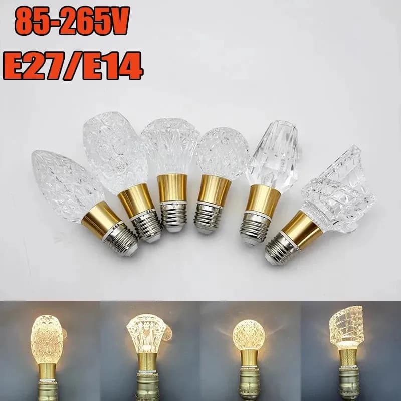 Lampadario a LED in cristallo acrilico E27/E14 Mini lampada a sospensione, lampada da fata 110V 220V per arredamento camera da letto/cucina Bianco caldo freddo