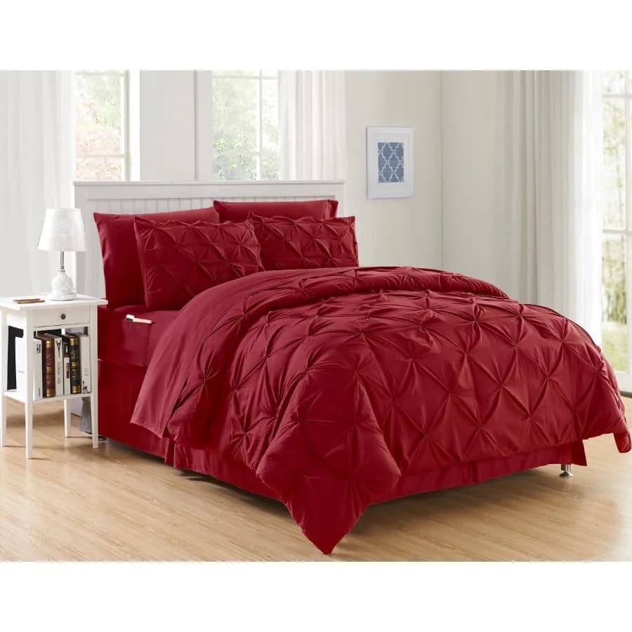 6 Piece Bed in a Bag Twin with Comforter Bed Skirt Pillow Shams Flat Sheet Fitted Sheet Pillowcases