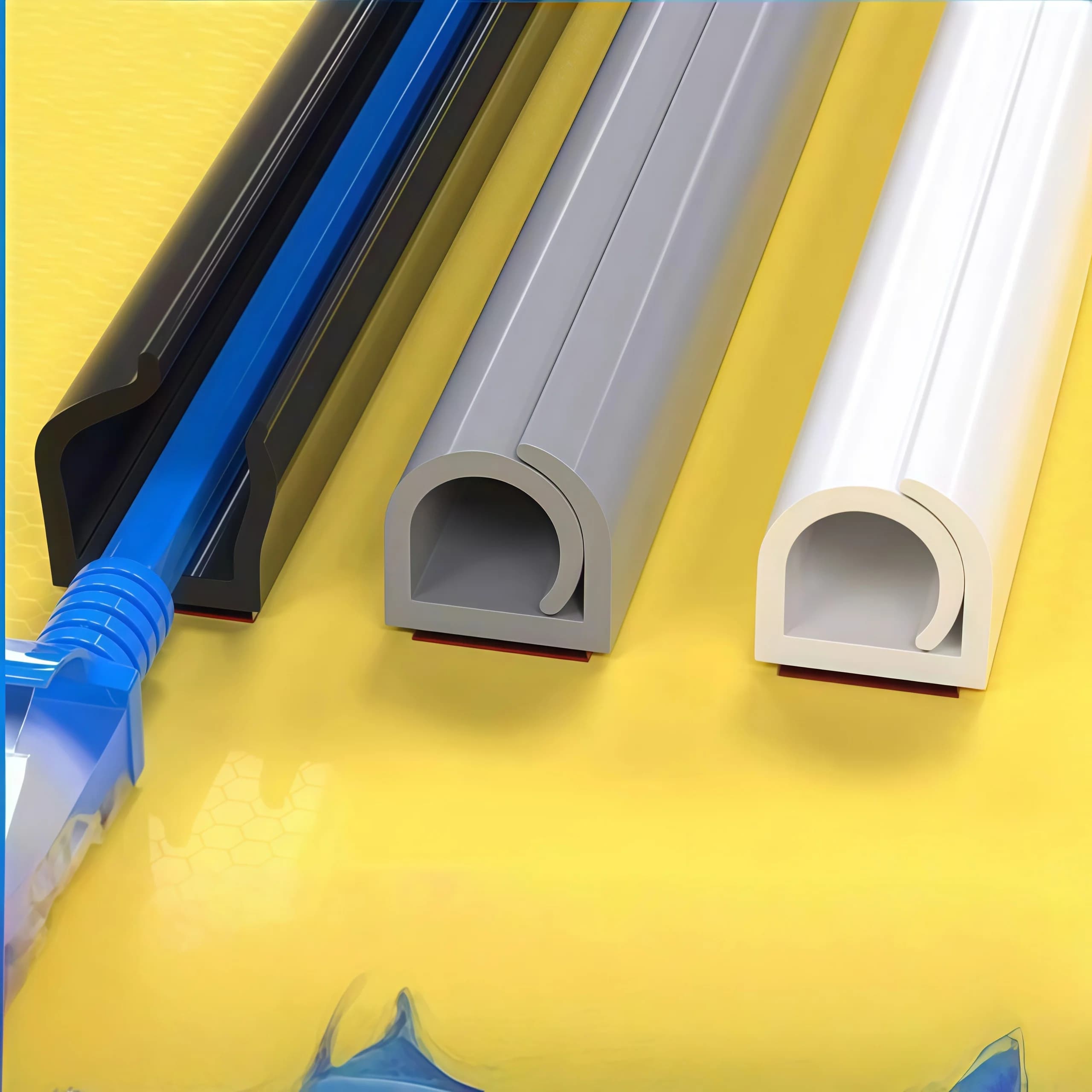Tubo autoadesivo per la gestione dei cavi in PVC da 1 pezzo, copertura invisibile per filo da pavimento per scrivania, installazione a parete e a pavimento, cavo per decorazioni per la casa C