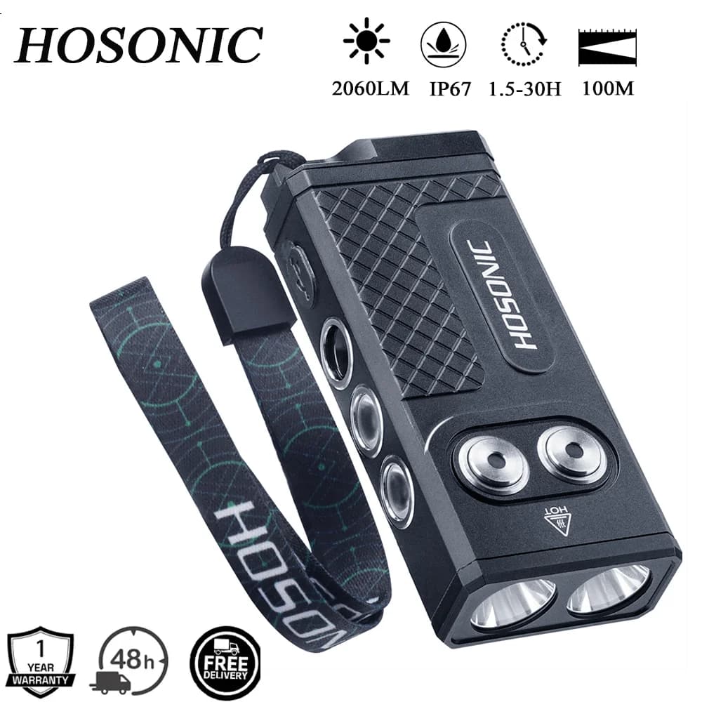 HOSONIC D16 2060LM Ultra Bright LED Flashlight Dual Lamp Magnetic Type-C Rechargeable Waterproof Outdoor Camping Portable Torch