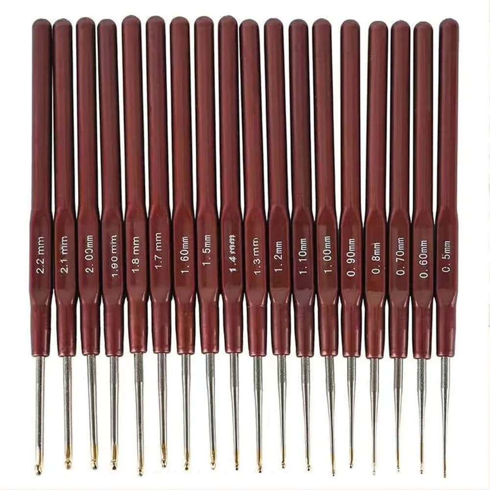 18 Pz/lotto Gancio Ago Crochet Micro Gancio Per Fare Intrecciare Dreadlock Strumenti Per Capelli 0.5mm 0.6mm 1mm 1.5mm 2.2mm Maniglia Liscia