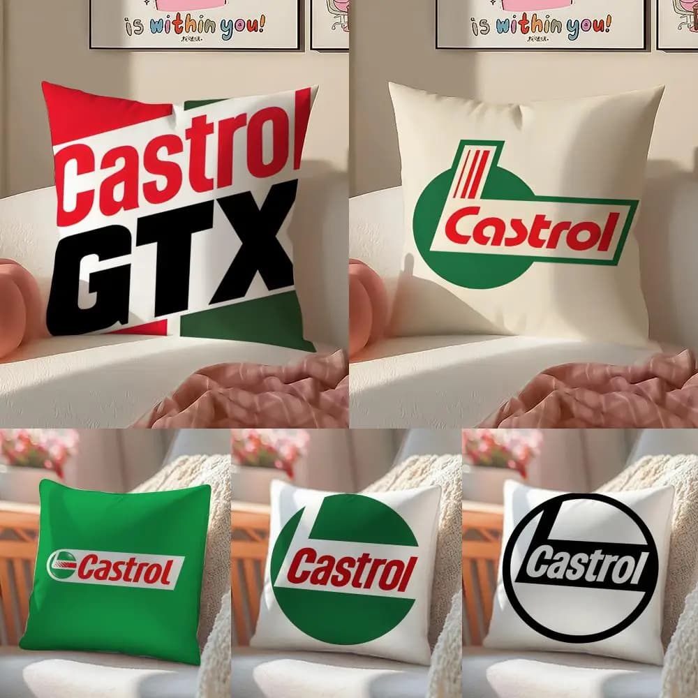 Logo C-Castrol Fodera per cuscino in morbido peluche | Fodera per cuscino decorativa a doppia faccia | Divano per Camera da Letto, Arredamento per la Casa