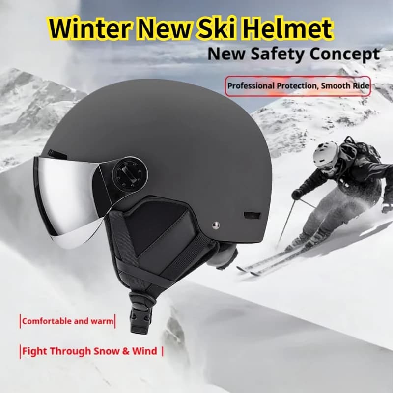 Casco da sci professionale da esterno EPS + ABS Occhiali traspiranti combinati Casco di sicurezza da sci integrato