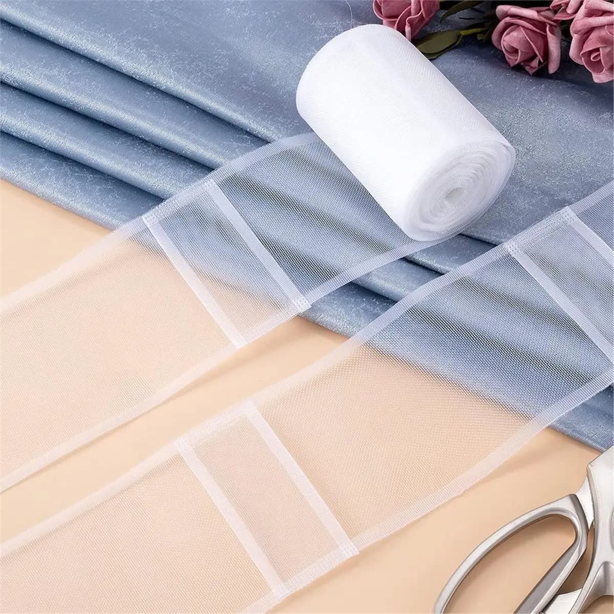 Nastro per Tende Plissettate in Nylon Bianco da 15m (16,4 Iarde) per Stili di Arredamento Domestico Raffinati