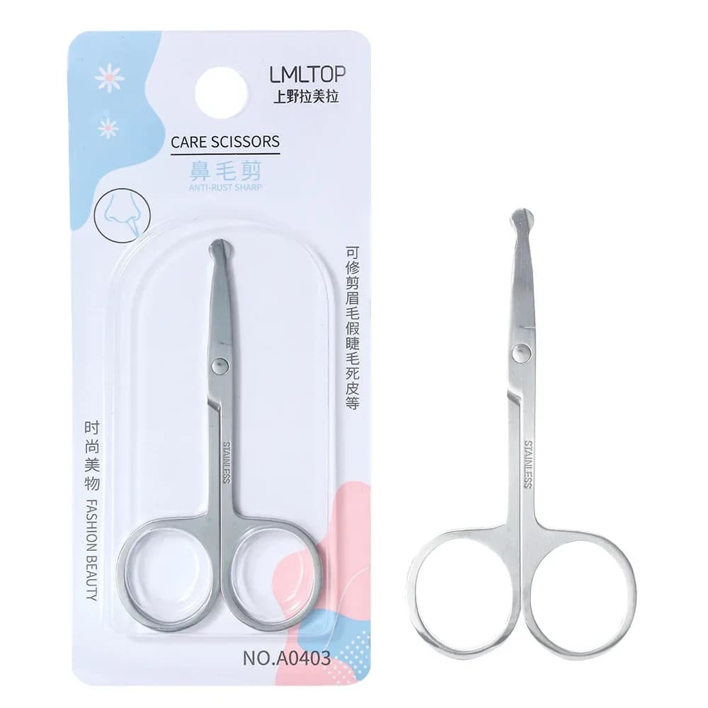 1 pz punta arrotondata lama dritta forbici per trucco in acciaio inossidabile ciglia forbici per sopracciglia naso capelli piccole forbici strumenti per trucco