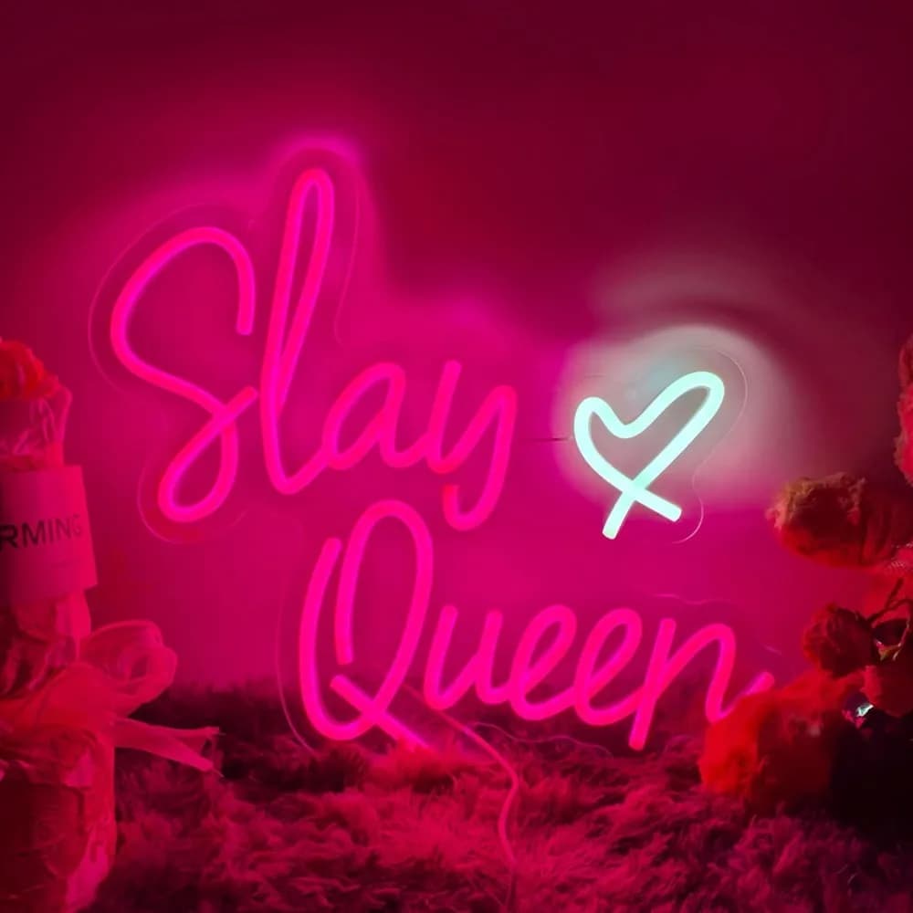 Slay Queen Insegna al neon Insegne al neon a led rosa Luci al neon per camera da letto per ragazze per decorazioni da parete Bar Party Y2k Club Decorazione Regali per adolescenti