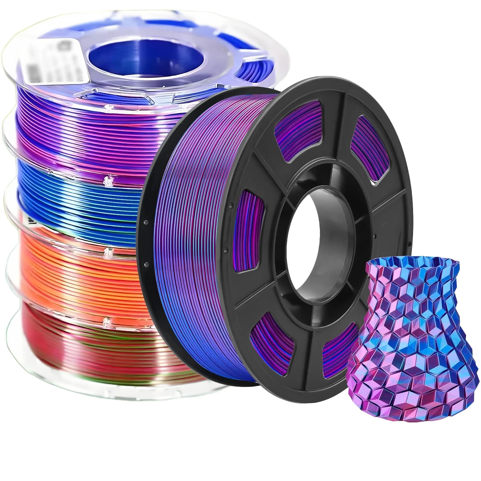 Silk Filament 1.75 mm Double Color Blue Purple Black etc. Sublimation 3D printer thread Duotone 1 kg 250 g for 3D printers