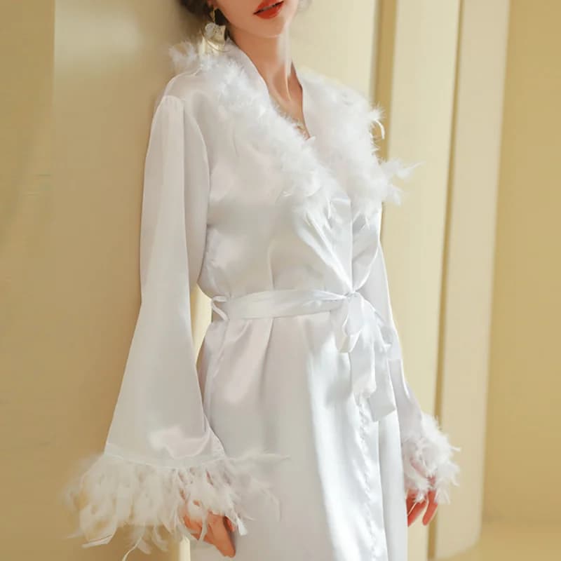 Women's Luxury Wedding Dress Bridal Dress With Collar Bathrobe Long Sleeved Satin Dress Spring Summer New Night Knee Dress
