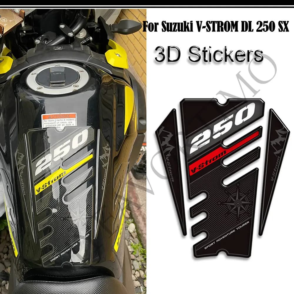 Per Suzuki V-STROM VSTROM V STROM DL 250SX 250 SX Adventure Moto Rilievo del Carro Armato Manopole Gas Olio Combustibile Kit Ginocchio Protezione adesivi