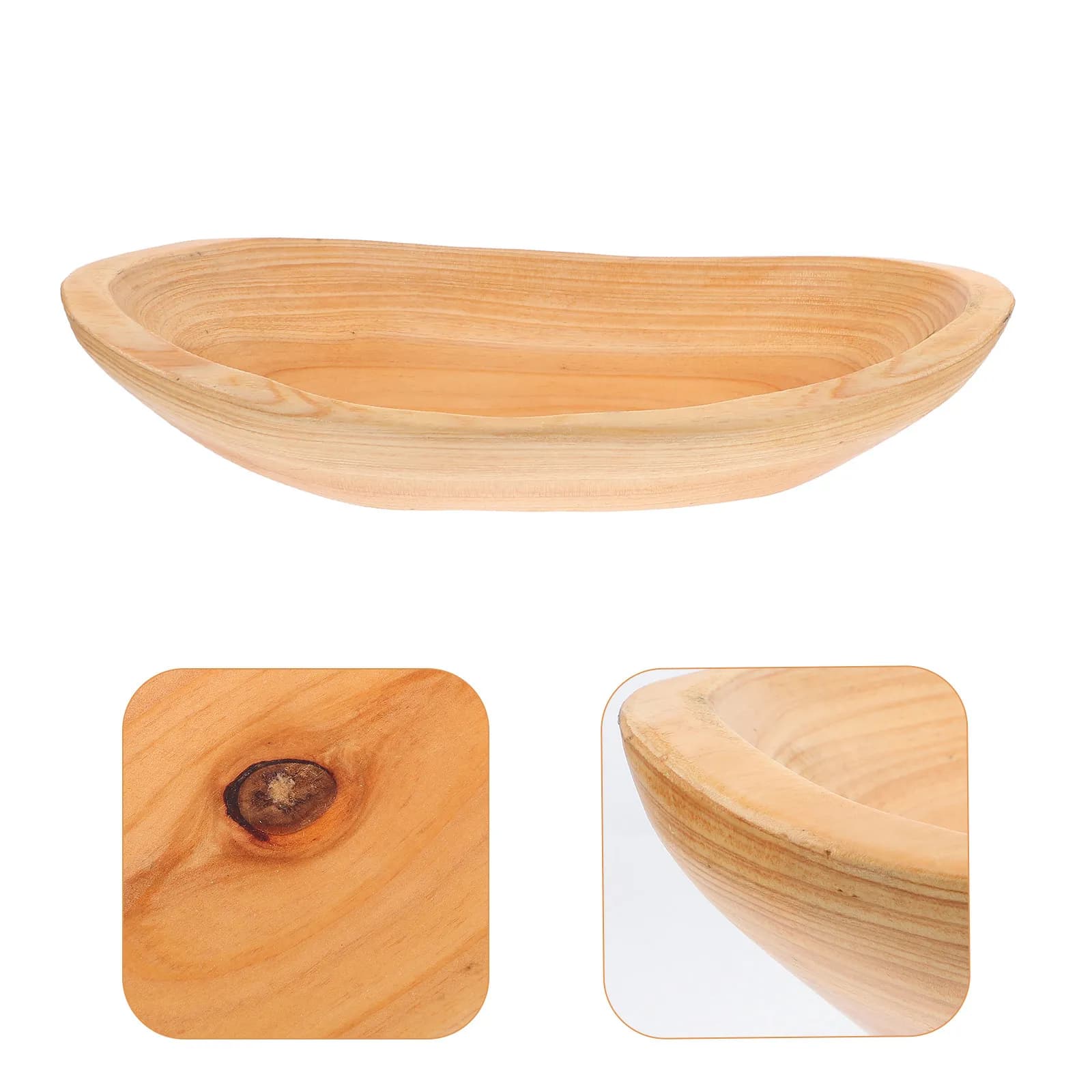 Wooden Fruit Serving Tray Boat Shape Decorative Snack Plate Reusable Food Container for Family Party Dessert Bread
