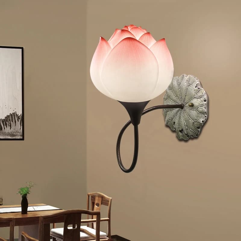 Lampada da parete classica moderna Lotus Soggiorno Camera da letto Lampada decorativa da comodino Nuovo reggiseno da parete per portico in stile cinese