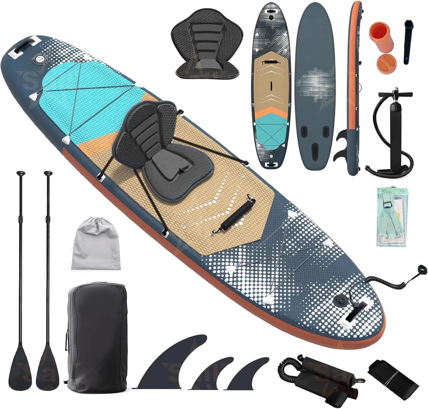Multi-Purpose Inflatable Stand up Paddle Board SUP Complete Kit Pump Leash Backpack Surfing Yoga Fishing Water Sport