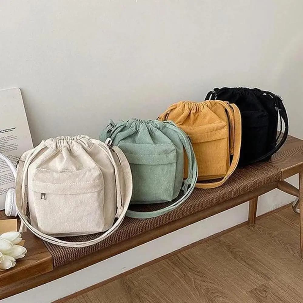 Borsa a Tracolla Morbida da Donna, Borsa a Secchiello da Viaggio, Borsa a Mano alla Moda, Borsa a Spalla Imbottita con Coulisse, Piccola Borsetta