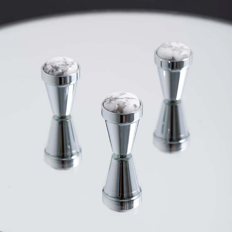 Maniglia per Mobili in Ottone Massiccio, Maniglia Piccola a Foro Singolo, Oro/Argento, Bianco, per Ante Armadio, Cassetti e Scarpiera