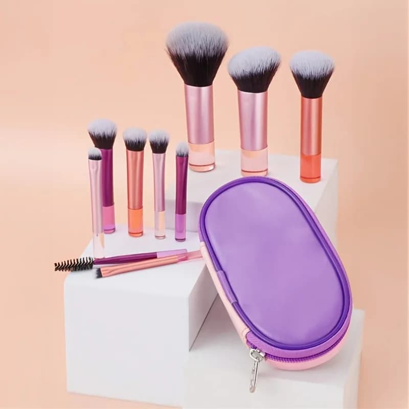 Set di pennelli per trucco professionali da 10 pezzi, pennelli classici multifunzionali per viso e occhi per fondotinta, fard, contorno, ombretto, morbidi