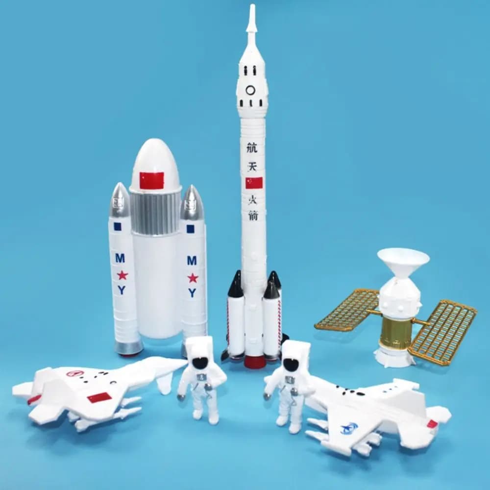 7Pcs/Set Plastic Space Exploration Rocket Set Simulation Model Cosmic Satellite Manned Flight Set Entertainment