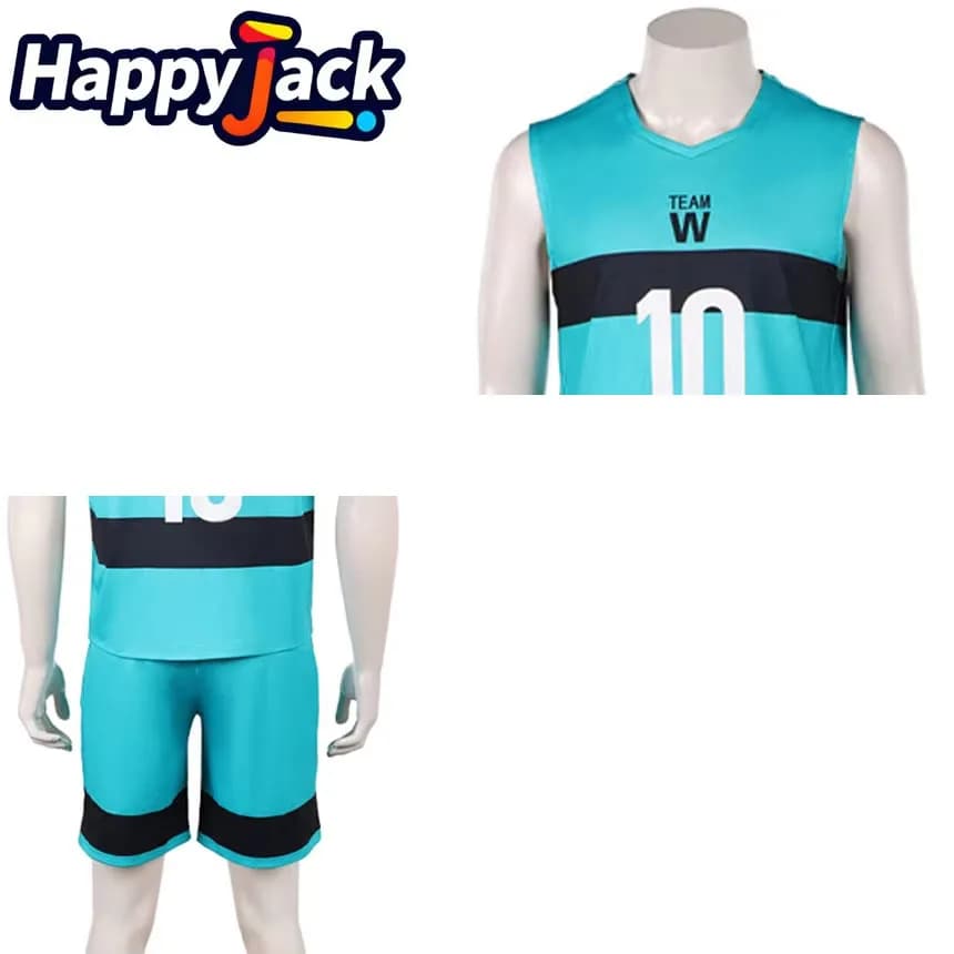 Isagi Yoichi Cosplay Costume Anime Roleplay Blue Sportswear Top Shorts Outfits Adult Men Halloween Carnival Party Disguise Suit