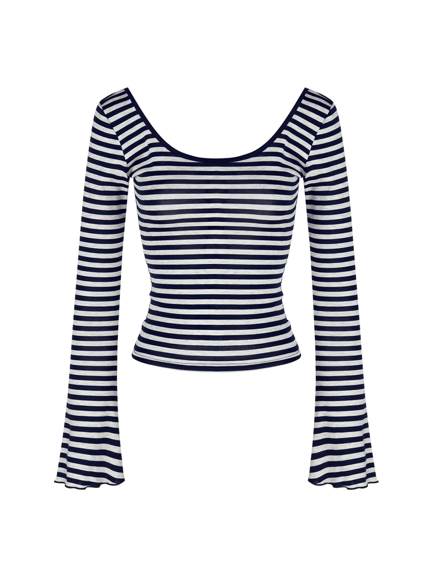 Black Strawberries Design Hollow out Back Long Sleeve T-Shirt Women Sexy Purple Stripes Tight Fit Top for Autumn Season