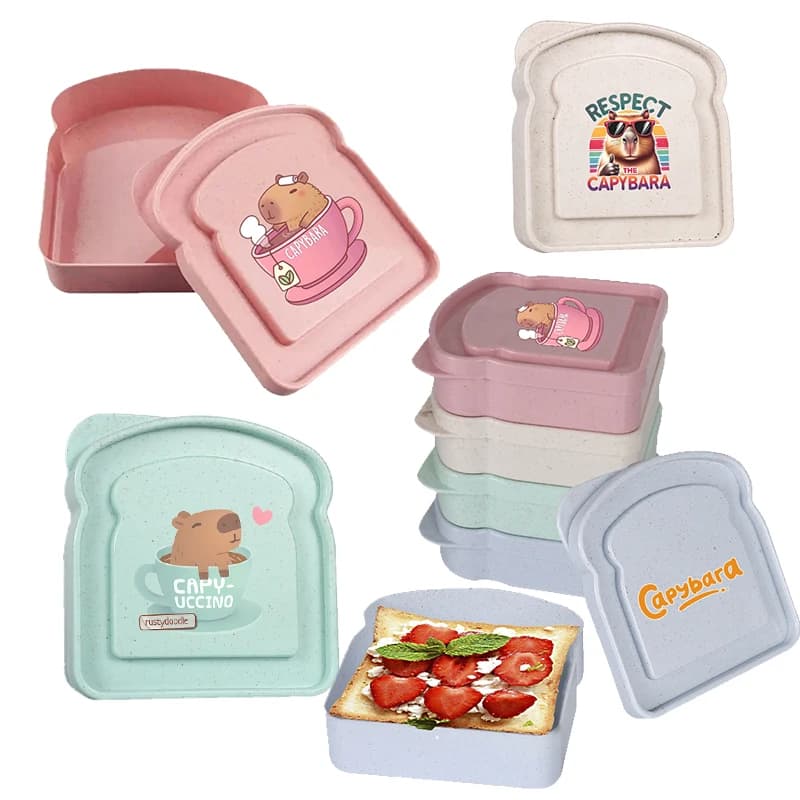 Capibara Sandwich Food Case Salad Container Fruit Snack Storage box with lid Reusable lunch box for microwave