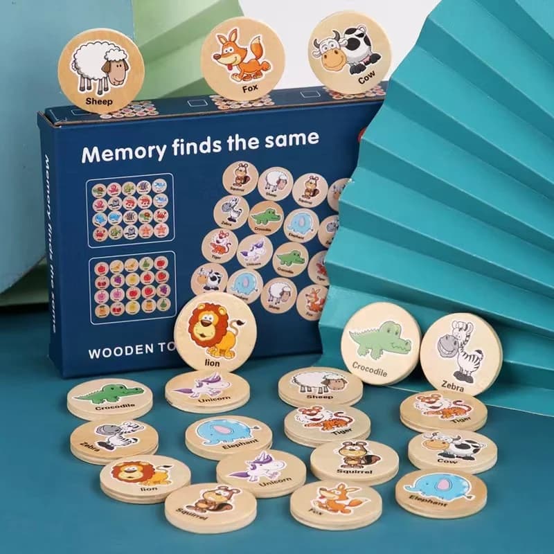 Gioco di memoria educativo in legno per bambini frutta animale memoria cognitiva per bambini giocattolo per scacchi bambini Focus Training giocattolo educativo in legno