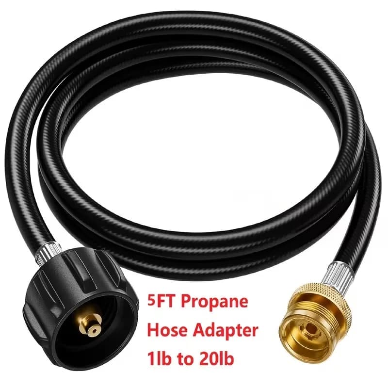 5 FT Propane Hose Adapter 1lb to 20lb, High‑Pressure Propane Tank Converter Hose with Adapter & Seals for Camping Grill, Portable Propane Appliances