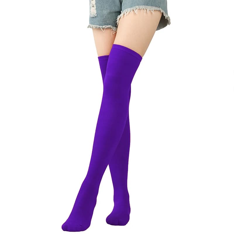 New Autumn Winter Christmas Socks Women Knee High Socks Halloween Purple Stockings Korean Fashion Knee High Stockings