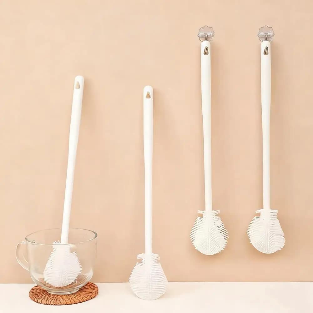 Spazzola per bottiglia in silicone da 5 pezzi da 360 gradi con manico lungo Spazzola per tazza a setole morbide Spazzola per pulizia rotante a 360 gradi