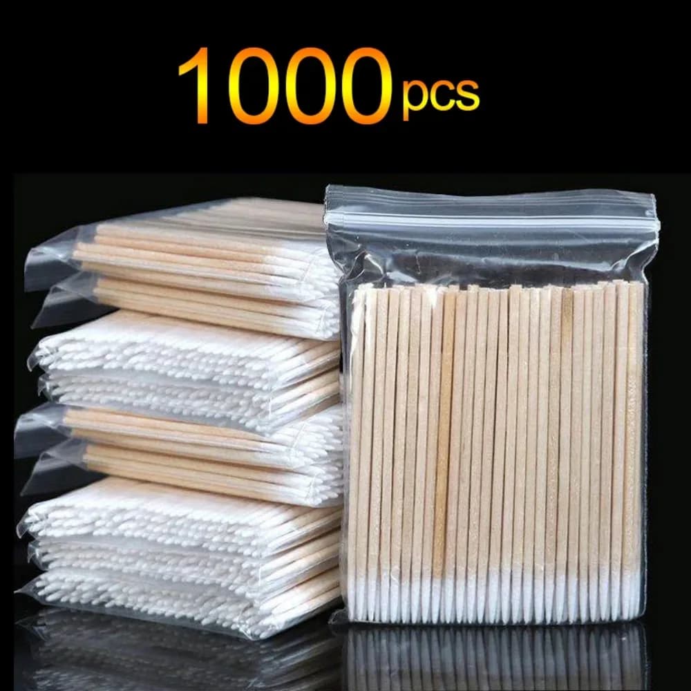 1000 pz Micro Legno Tampone di Cotone Strumenti di Estensione Delle Ciglia Tatoo Microblading Pulizia Bastoni di Legno Cosmetico Spazzola di Cotone Germogli Punta