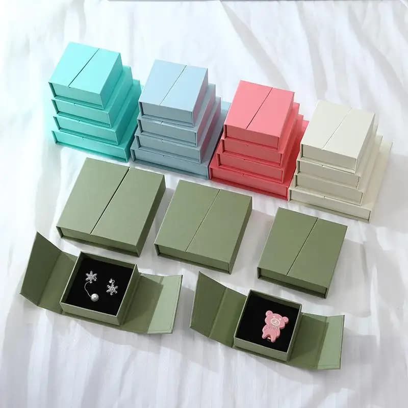 Folio Flip Jewelry Packaging Box Earring Necklace Ring Jewelry Organizer Box Thick Kraft Paper Jewelry Box