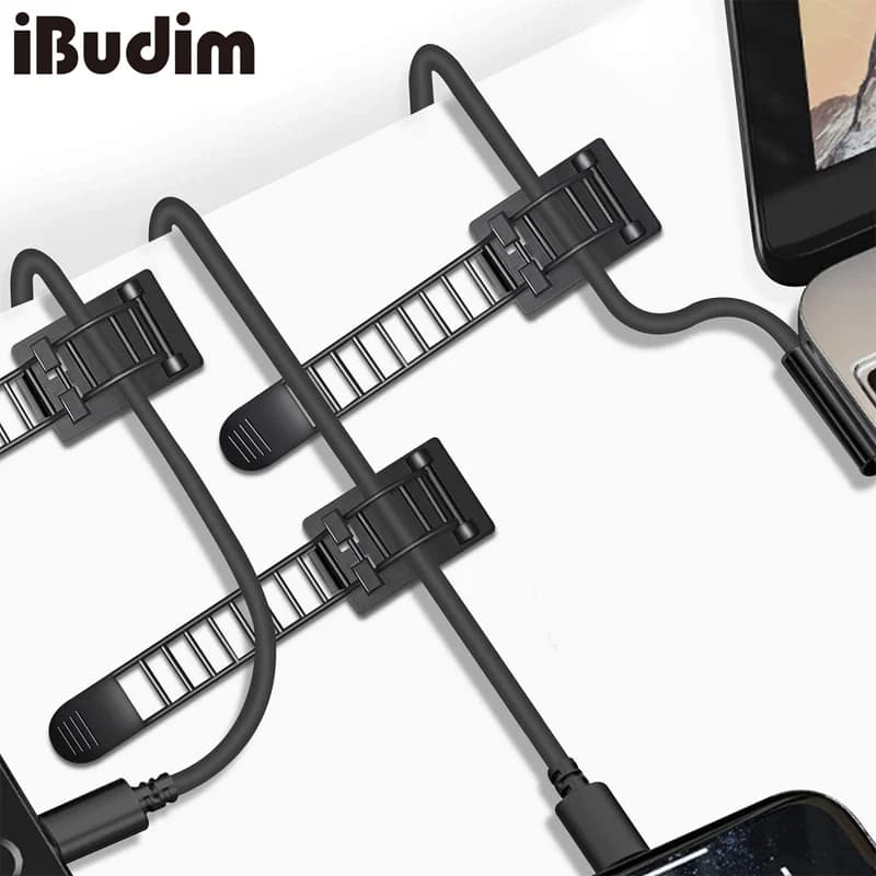 20pcs Adhesive Cable Management Clips Adjustable Nylon Cable Strap Ties Wire Clips Clamps Organizer with Strong Adhesive Tape