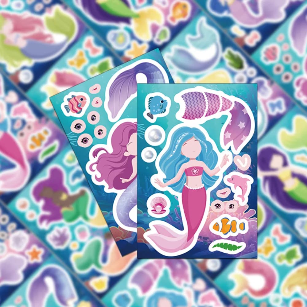 8 adesivi creativi per cartoni animati con sirena carina, decorazione per conti, taccuino, tazza d'acqua, custodia per telefono, adesivi personalizzati