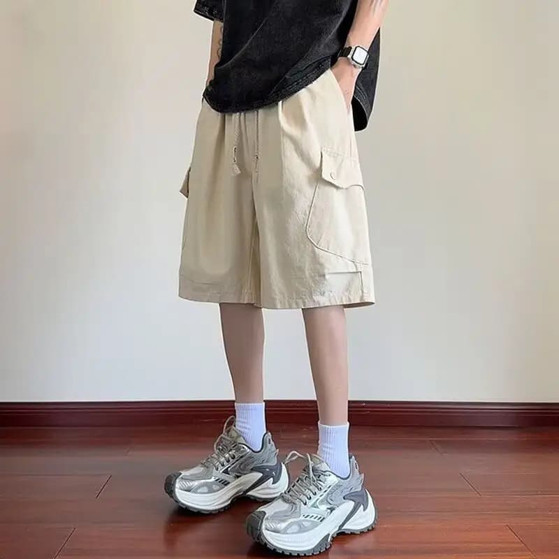 Pantaloncini Sportivi da Uomo Nuovo Stile Estivo Design Cargo Largo a Mezza Lunghezza con Grandi Tasche per Abbigliamento Sportivo Tendenza Americana 2026