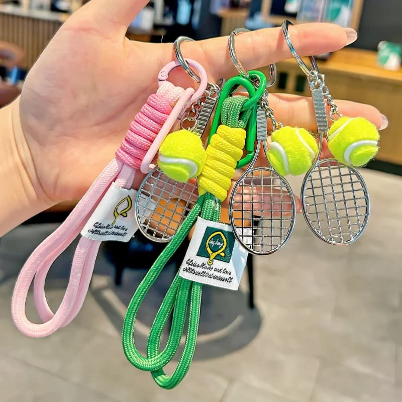 Creative Keychain for tennis racks, hand woven keychain, cute keychain, women's bag decoration