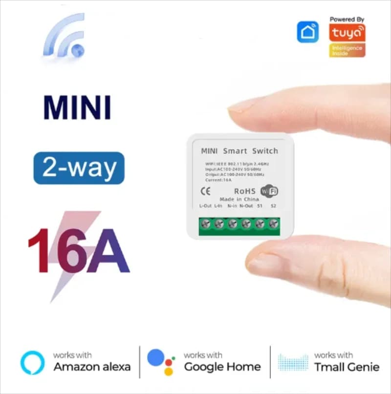 Tuya Mini 16A WiFi Switch Smart Life App Bidirectional Control Intelligent Domotic Module Switch Works for Alexa Google Home