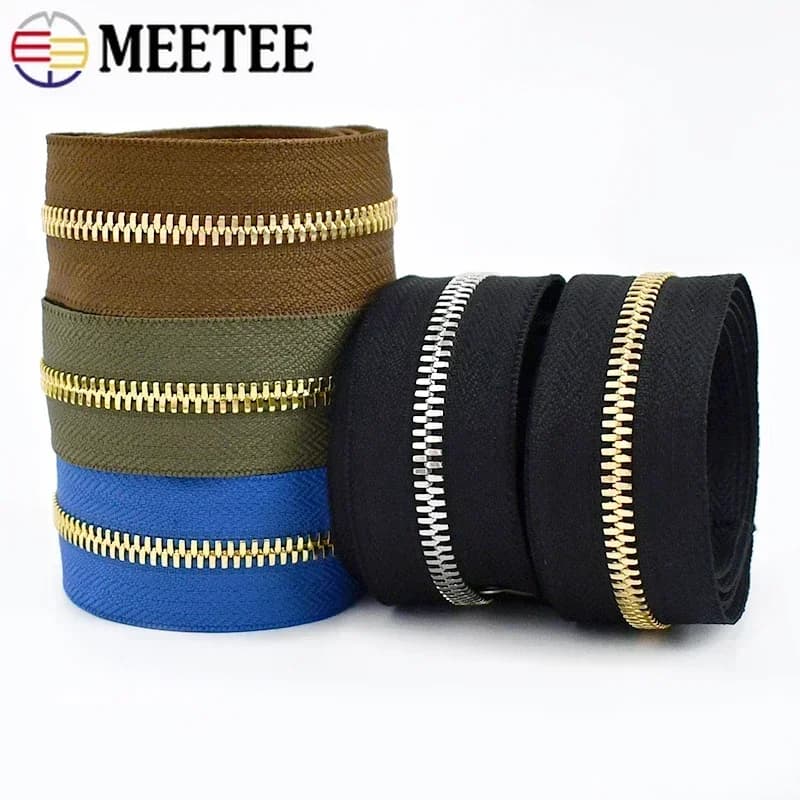 1-5 metri 5 # Cerniere in metallo Nastro Cerniera aperta bidirezionale per vestiti Borse Pantaloni Denti in oro argento Chiusura con cerniera Accessori per cucire
