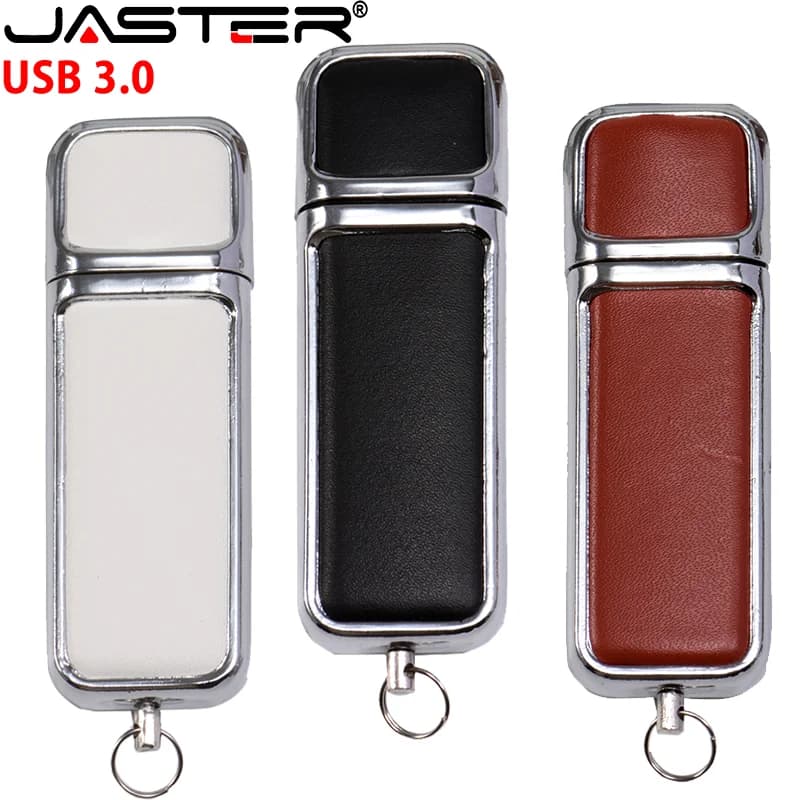 JASTER Logo personalizzato gratuito Chiavetta USB 3.0 128 GB Memory Stick in pelle nera 16 GB 32 GB Chiavetta bianca rossa 64 GB Regalo di nozze 64 GB