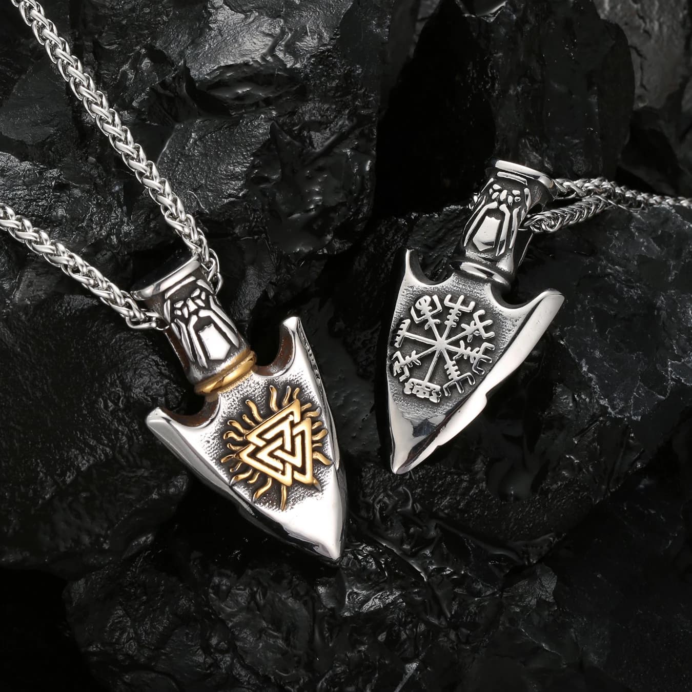 1PC INGX Mito in Acciaio Inossidabile del Nord Europa Collana con Freccia Vichinga da Uomo Collana con Bussola Odino per Uomo Gioielli Regalo per Lui