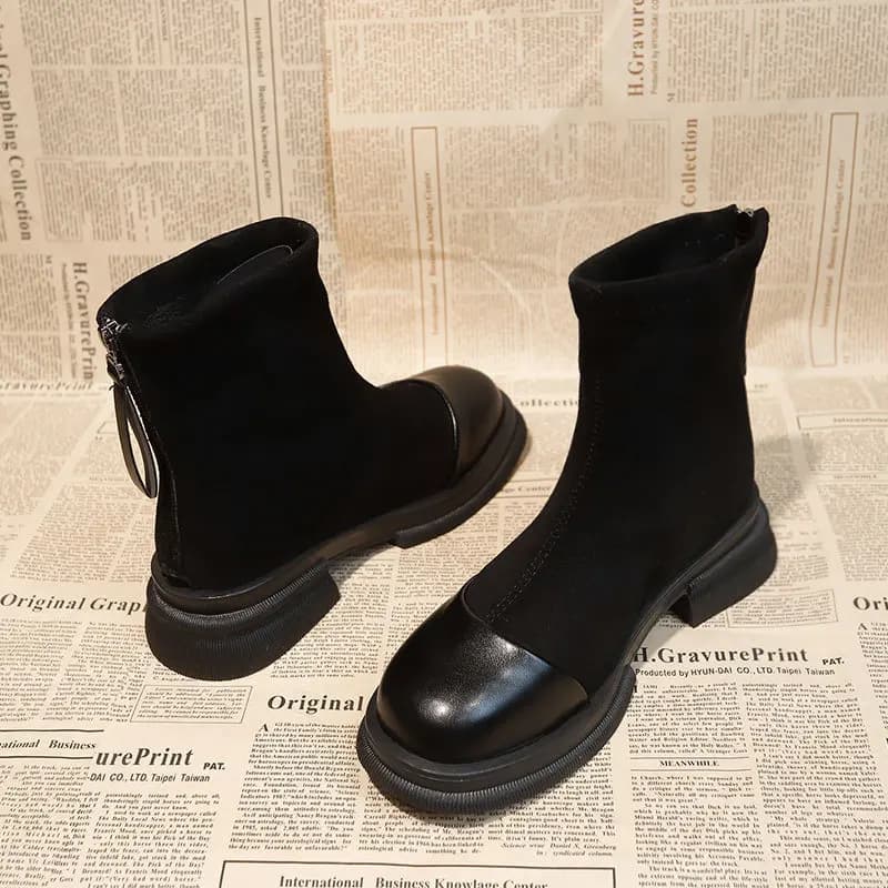 Women's Boots Thick Bottom High Heel Short Boot Back Zipper Autumn Winter New Style Ultra Popular Super Fire Booties