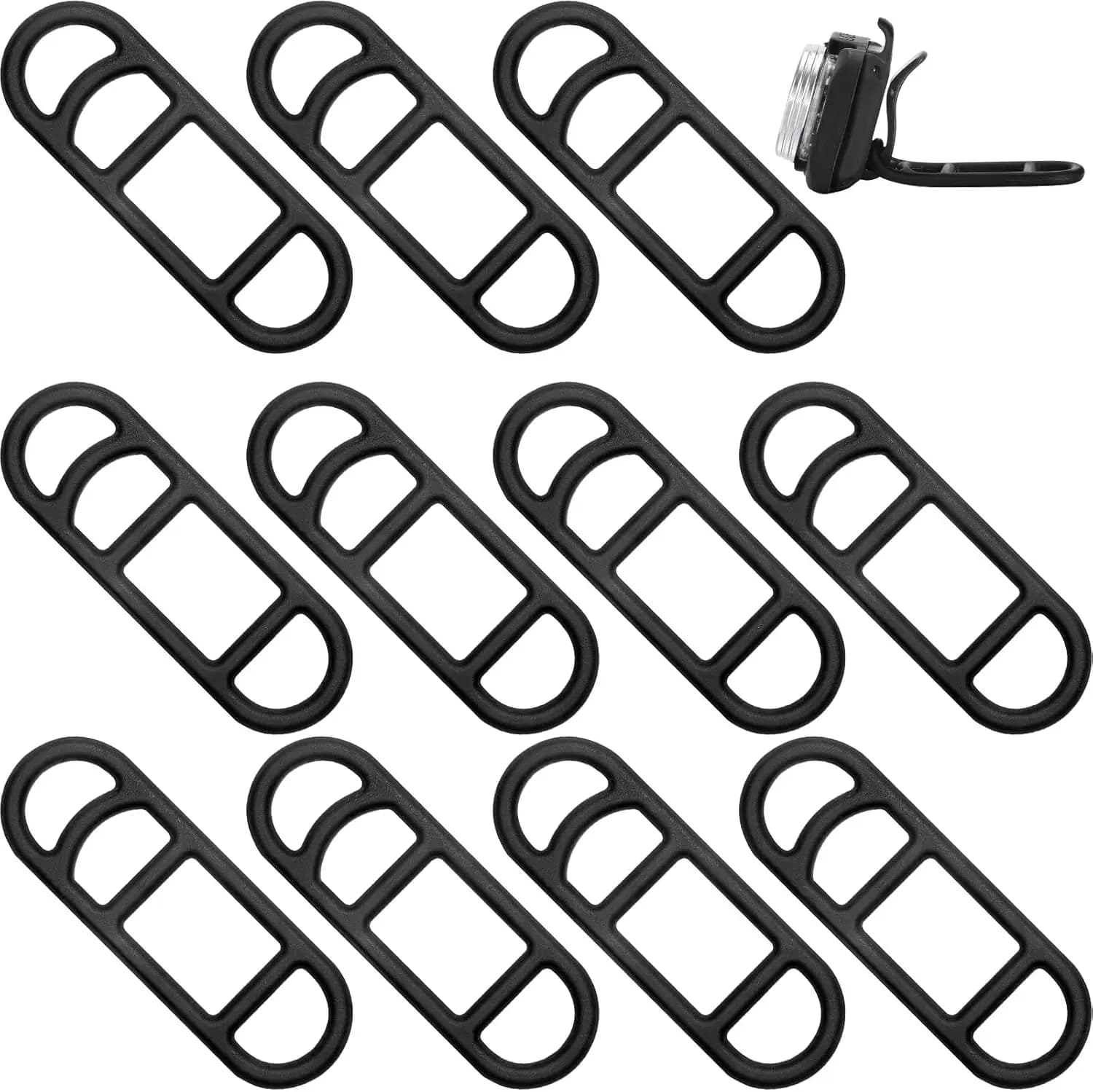 12 Pezzi di Cinghie in Gomma per Bicicletta, Supporto per Luci, Fascia in Silicone per Manubrio