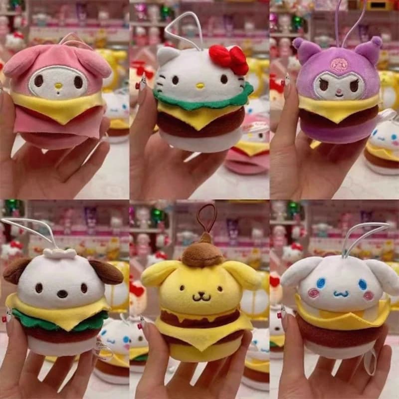 Sanrio Hamburger Pinch Blind Box Hellokitty Ciondolo per Zaino Giocattolo Antistress Kuromi Cinnamoroll Pacha Regalo di Compleanno per Bambini