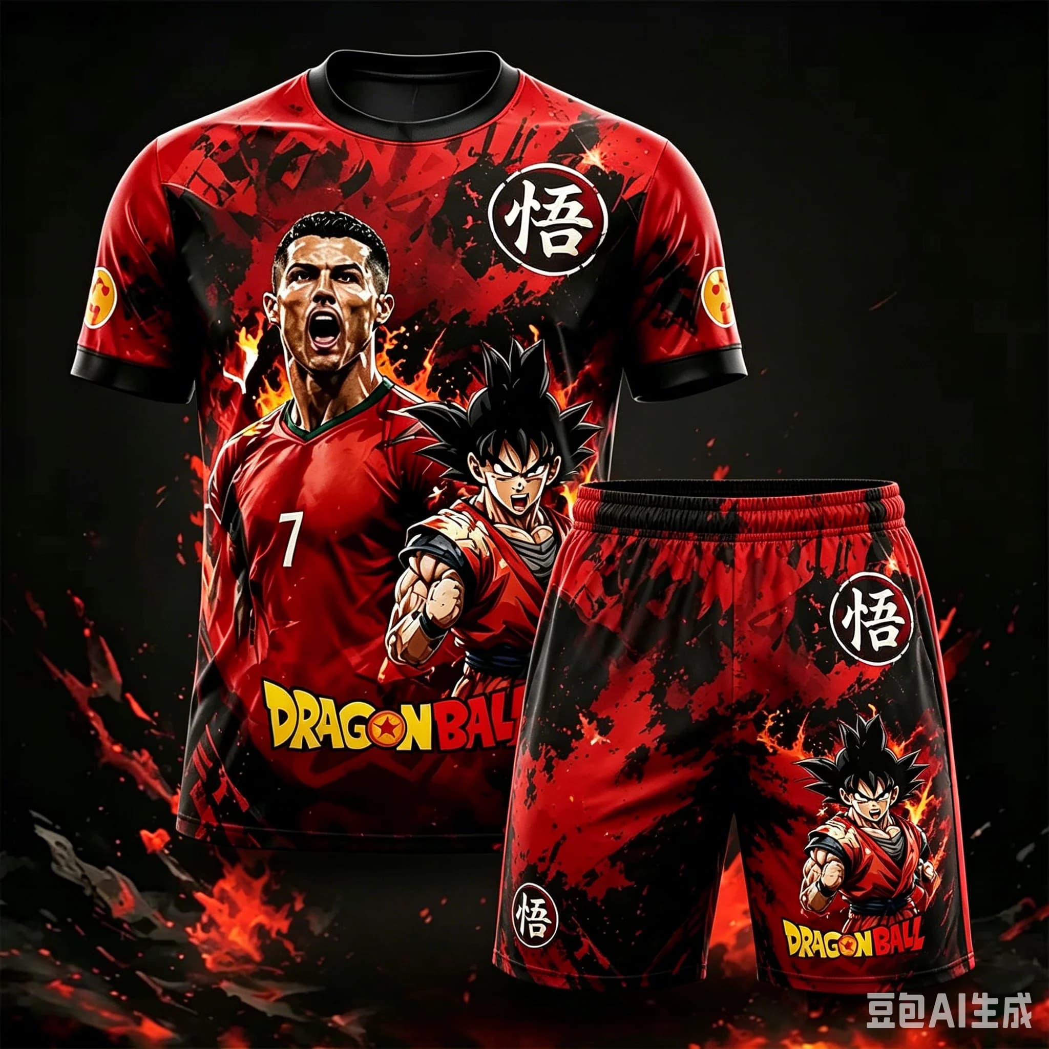 Set estivo Super Sail Dragon Ball/Ronaldo con maglietta e pantaloncini per bambini/adulti, taglie forti, abbigliamento sportivo da calcio ad asciugatura rapida
