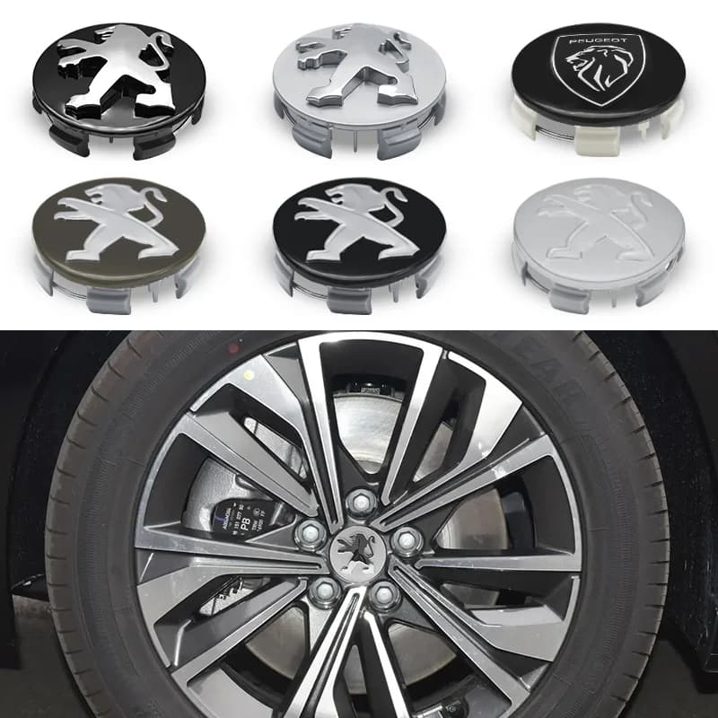 Per Peugeot 206 207 208 306 307 308 508 106 107 108 2008 - 4 Pezzi 60mm Coprimozzi Centrali per Ruote Auto con Logo - Accessori Styling
