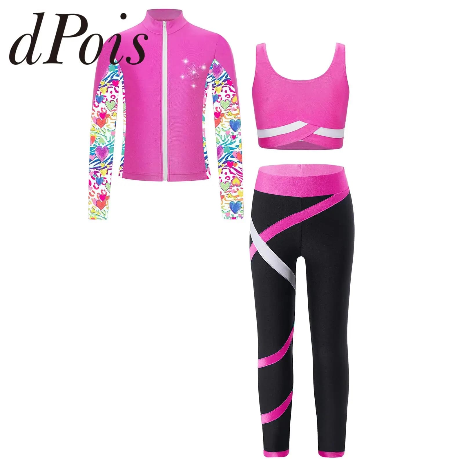 Tute sportive per bambini Set sportivo per bambini per ragazze palestra abiti sportivi gilet con Legging felpa con cerniera a maniche lunghe abbigliamento sportivo