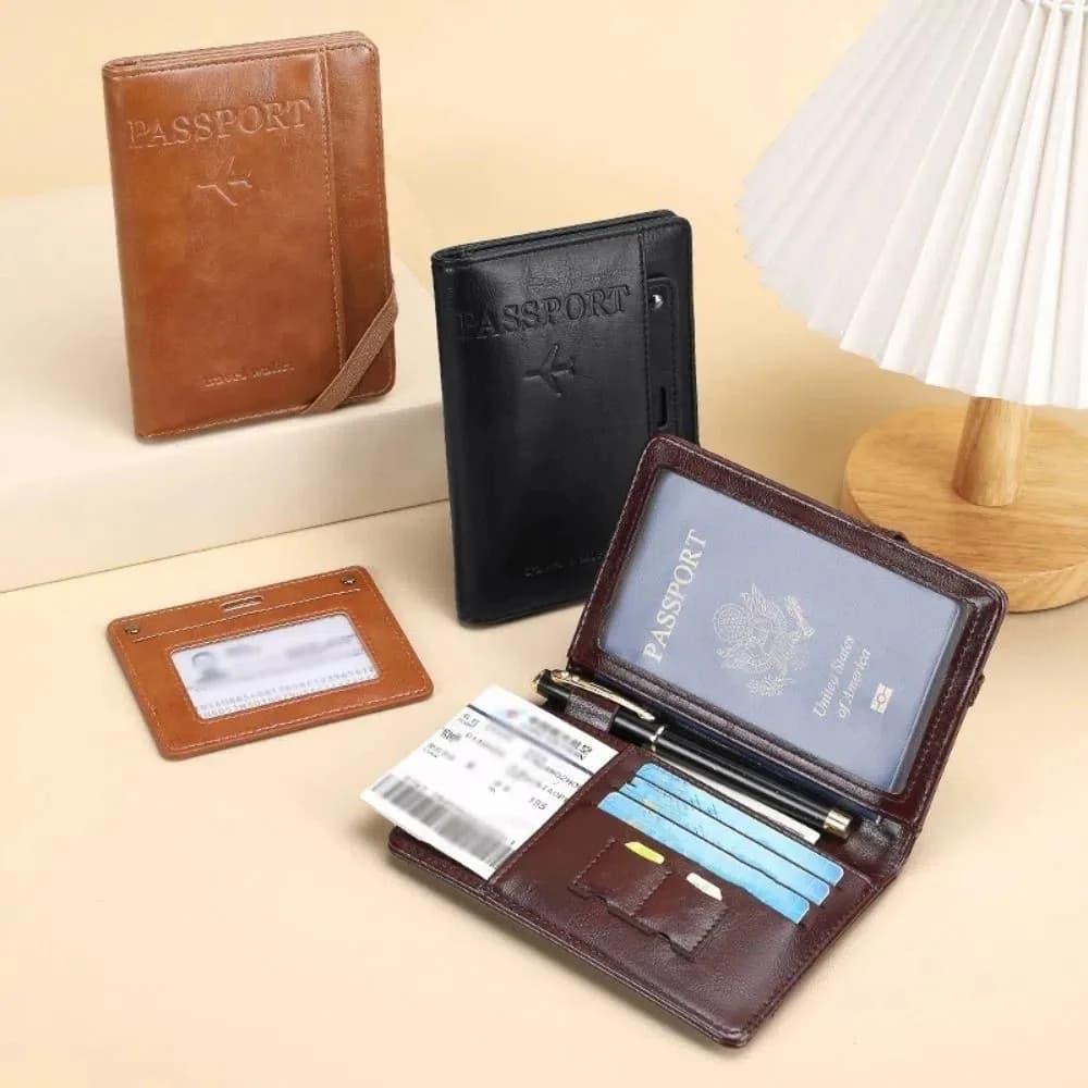Card Holder PU Passport Bag Passport Cover Ticket Holder Passport Clip Airplane Check-in Card Case Certificate Storage Bag