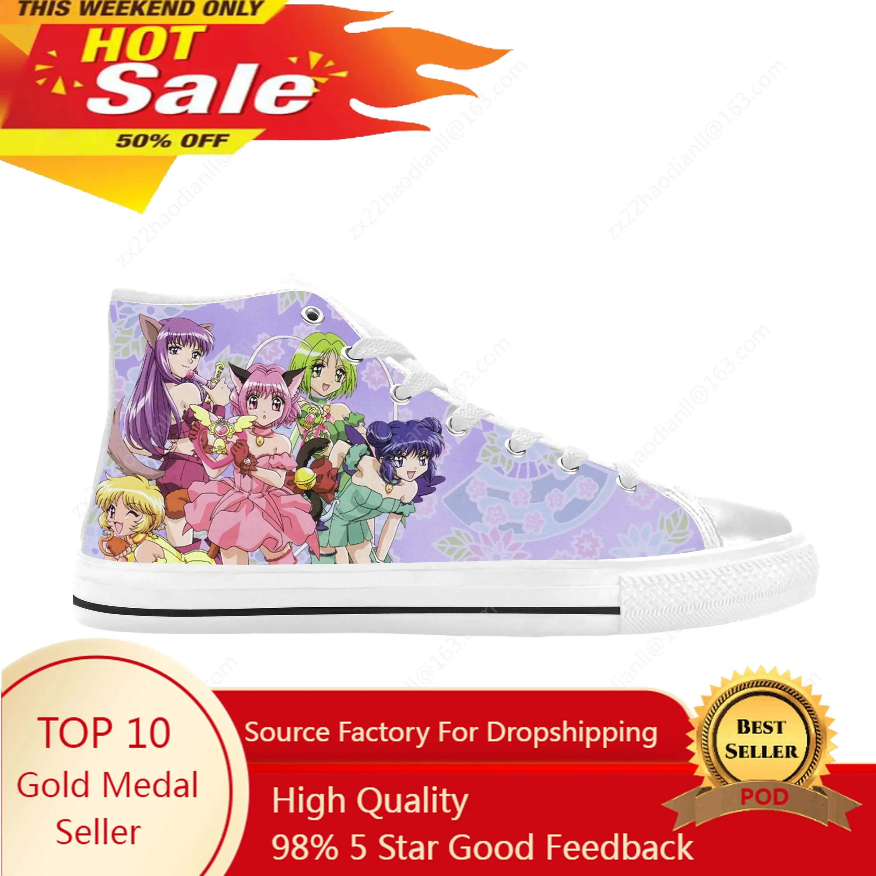 Tokyo Mew Mew Anime giapponesi Cartoon Manga Comic Scarpe di stoffa casual Scarpe da ginnastica alte comode e traspiranti con stampa 3D per uomo e donna