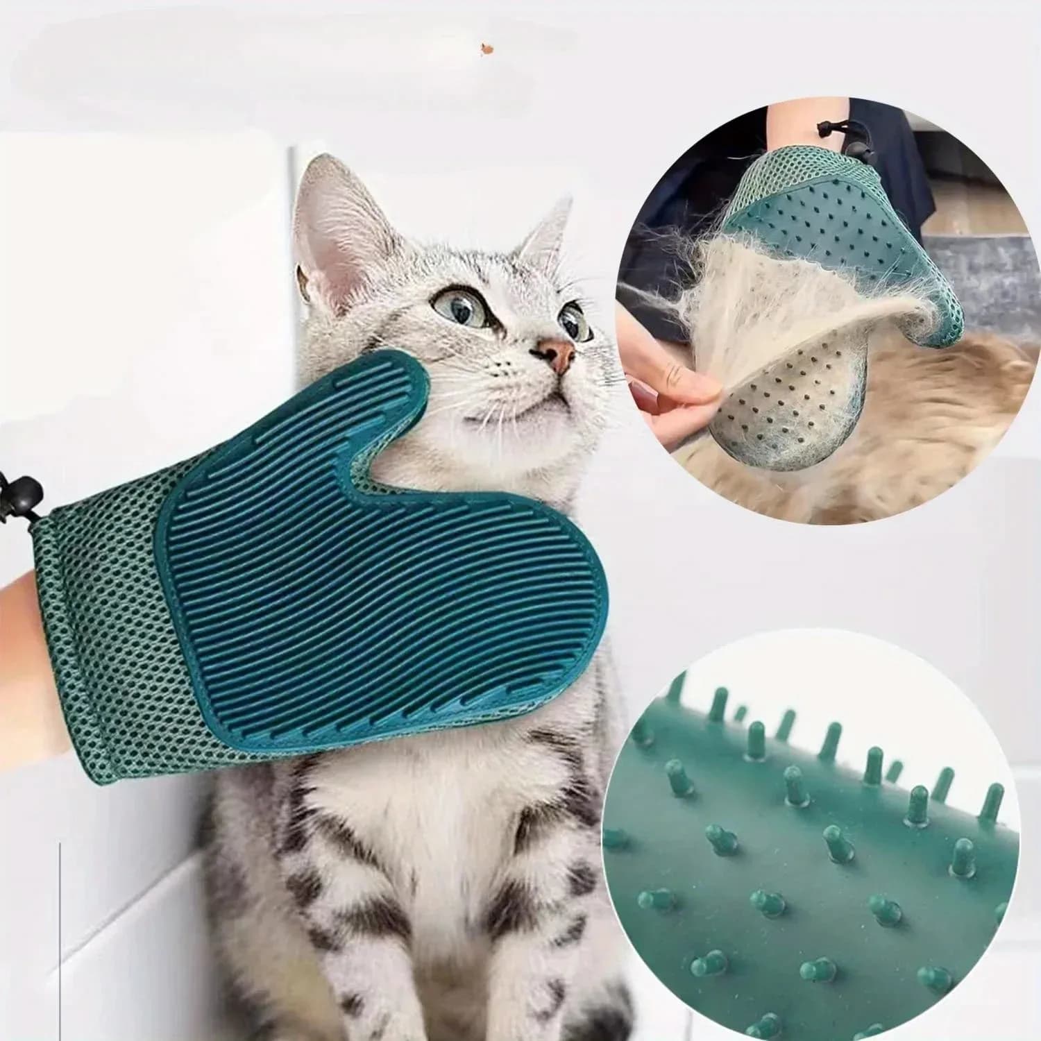 Pet Hair Remover Glove for Dogs and Cats, 2-in-1 Grooming Mitt & Deshedding Brush, Reusable Cat Hair Removal Glove for Shedding Control, Lint Roller Alternative Cleaning Tool