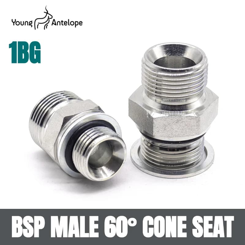 Yonghua Fittings 1BG Hydraulic Tubing English Pipe Thread 60 Degree Inner Cone C Type Transfer Tube G Male Thread O-Ring Direct